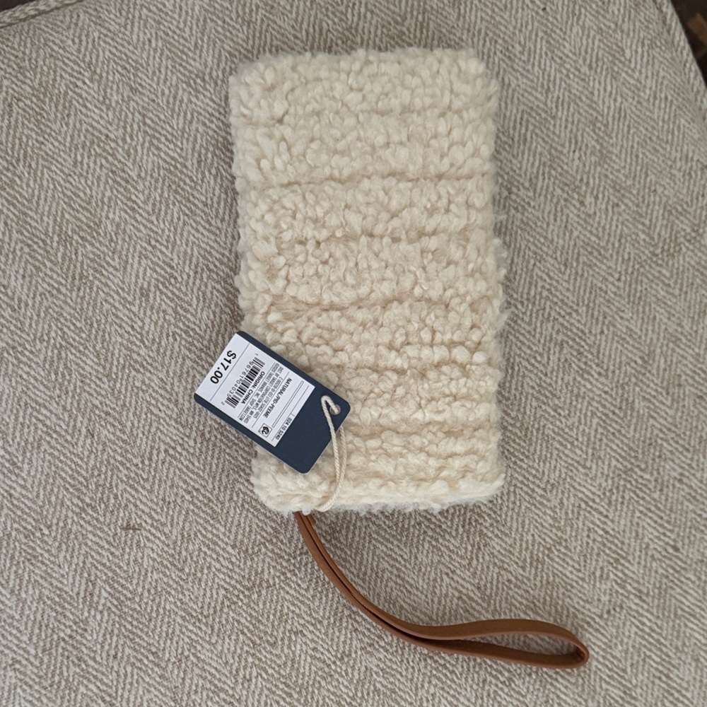 Target Cream Wristlet with Brown Strap
